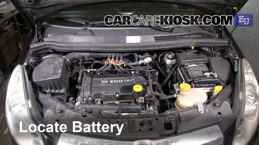 2008 Opel Corsa D 1.2L 4 Cyl. Batterie Changement